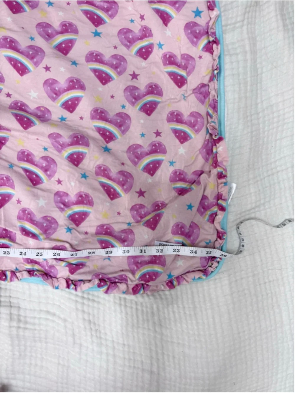 Posh Peanut Kids Bamboo Terry Towel Pink Heart Rainbow Ruffle